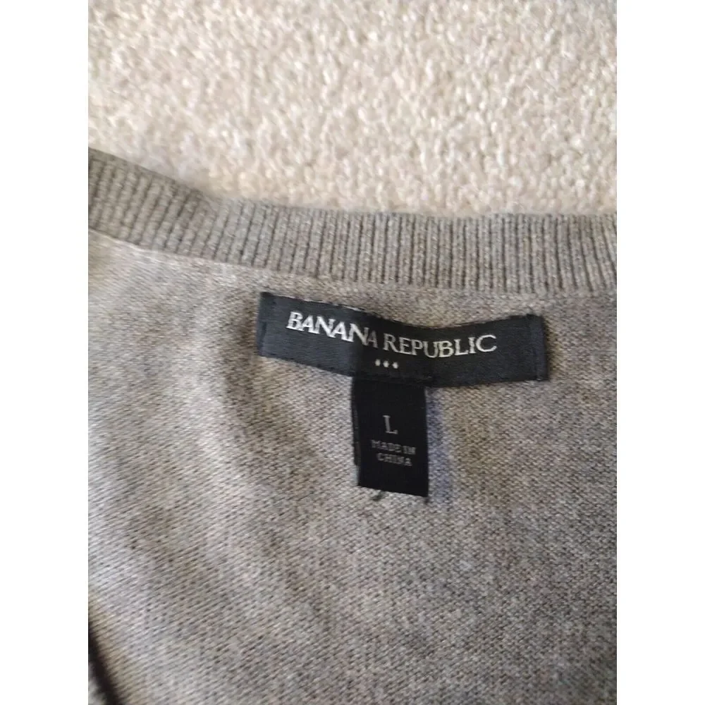 Banana Republic Sweater Men L Pullover Multicolor V Neck Long Sleeve Classic‎